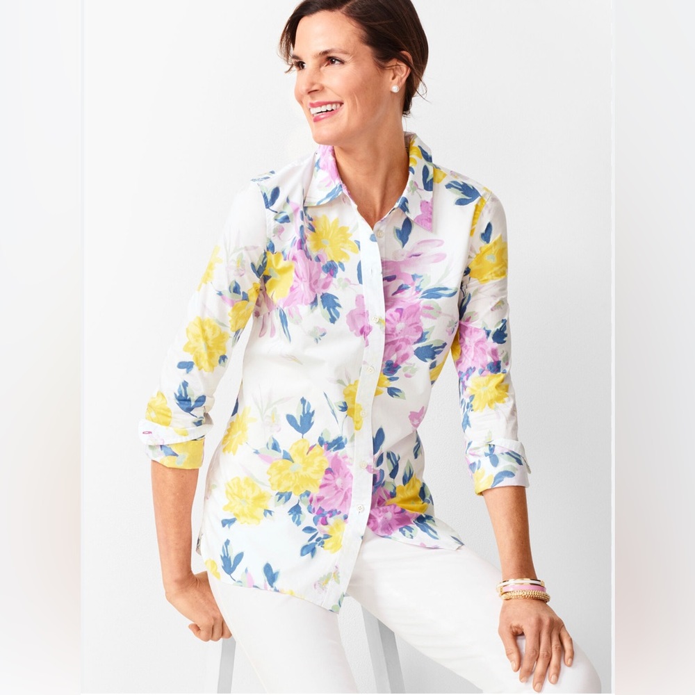 TALBOTS CLASSIC COTTON SHIRT - FLORAL BOUQUET